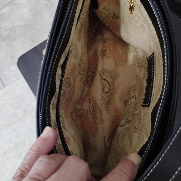 Etienne Aigner Handbag Jute Straw Woven with Black Accents - Picture 9 of 12